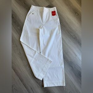 SPANX Stretched Twill Wide Cropped Leg In Bright White Pants Size M NWT